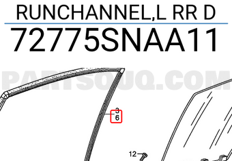 Honda 72775SNAA11 RUNCHANNEL,L RR D
