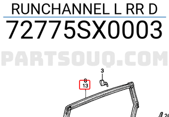 Honda 72775SX0003 RUNCHANNEL L RR D