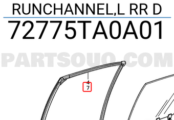 Honda 72775TA0A01 RUNCHANNEL,L RR D