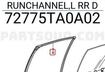 Honda 72775TA0A02 RUNCHANNEL,L RR D