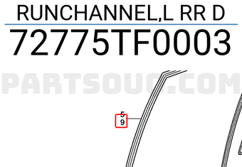 Honda 72775TF0003 RUNCHANNEL,L RR D
