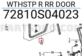 Honda 72810S04023 WTHSTP R RR DOOR