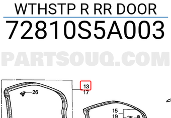 Honda 72810S5A003 WTHSTP R RR DOOR