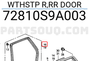 Honda 72810S9A003 WTHSTP R,RR DOOR