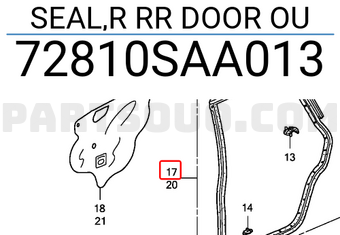 Honda 72810SAA013 SEAL,R RR DOOR OU