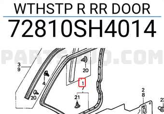 Honda 72810SH4014 WTHSTP R RR DOOR