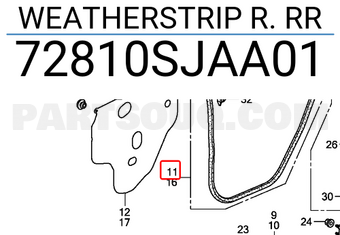 Honda 72810SJAA01 WEATHERSTRIP R. RR