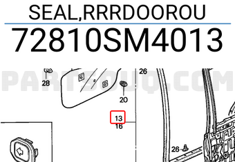 Honda 72810SM4013 SEAL,RRRDOOROU