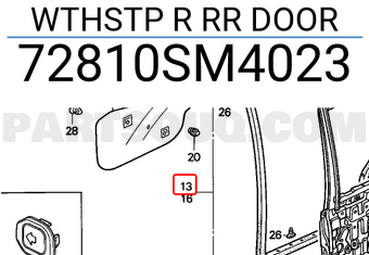 Honda 72810SM4023 WTHSTP R RR DOOR