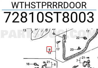 Honda 72810ST8003 WTHSTPRRRDOOR