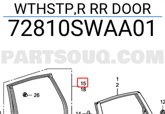 Honda 72810SWAA01 WTHSTP,R RR DOOR