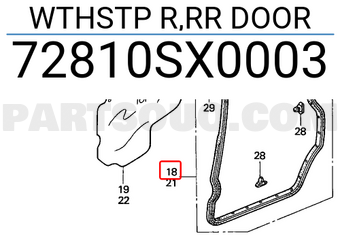 Honda 72810SX0003 WTHSTP R,RR DOOR