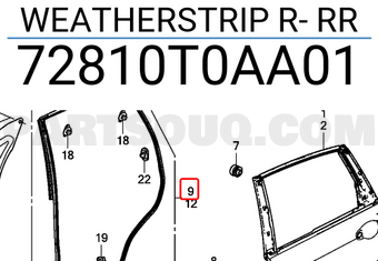 Honda 72810T0AA01 WEATHERSTRIP R- RR