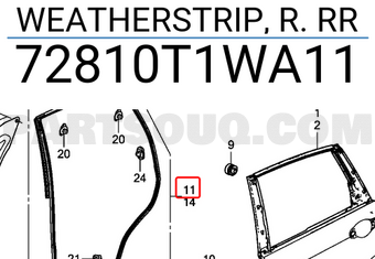 Honda 72810T1WA11 WEATHERSTRIP, R. RR