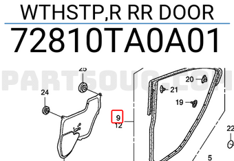 Honda 72810TA0A01 WTHSTP,R RR DOOR