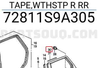 Honda 72811S9A305 TAPE,WTHSTP R RR