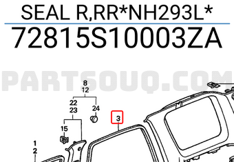 Honda 72815S10003ZA SEAL R,RR*NH293L*