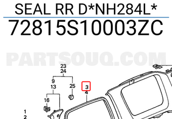 Honda 72815S10003ZC SEAL RR D*NH284L*