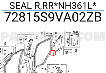 Honda 72815S9VA02ZB SEAL R,RR*NH361L*