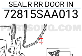 Honda 72815SAA013 SEAL,R RR DOOR IN