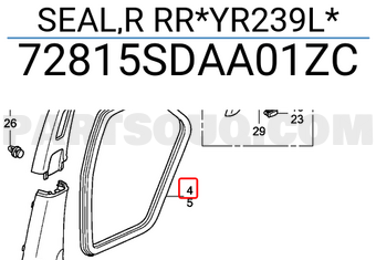 Honda 72815SDAA01ZC SEAL,R RR*YR239L*