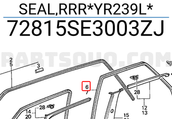 Honda 72815SE3003ZJ SEAL,RRR*YR239L*