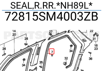 Honda 72815SM4003ZB SEAL,R.RR.*NH89L*