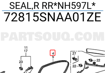 Honda 72815SNAA01ZE SEAL,R RR*NH597L*