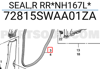 Honda 72815SWAA01ZA SEAL,R RR*NH167L*