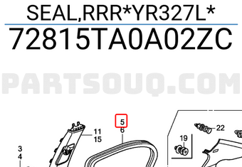 Honda 72815TA0A02ZC SEAL,RRR*YR327L*