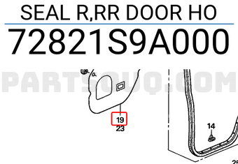 Honda 72821S9A000 SEAL R,RR DOOR HO