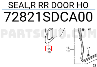 Honda 72821SDCA00 SEAL,R RR DOOR HO