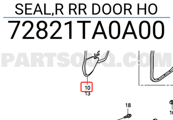 Honda 72821TA0A00 SEAL,R RR DOOR HO