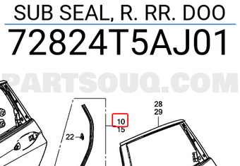 Honda 72824T5AJ01 SUB SEAL, R. RR. DOO