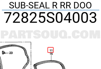 Honda 72825S04003 SUB-SEAL R RR DOO