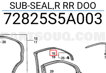 Honda 72825S5A003 SUB-SEAL,R RR DOO