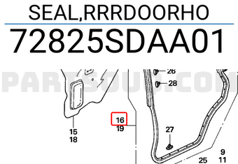 Honda 72825SDAA01 SEAL,RRRDOORHO