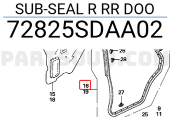 Honda 72825SDAA02 SUB-SEAL R RR DOO