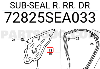 Honda 72825SEA033 SUB-SEAL R. RR. DR