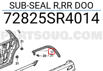 Honda 72825SR4014 SUB-SEAL R,RR DOO