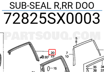 Honda 72825SX0003 SUB-SEAL R,RR DOO