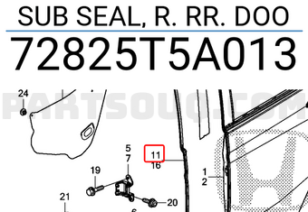 Honda 72825T5A013 SUB SEAL, R. RR. DOO