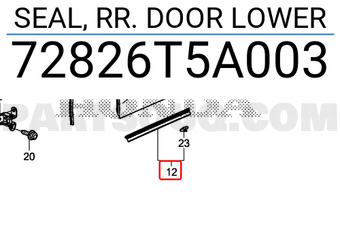 Honda 72826T5A003 SEAL, RR. DOOR LOWER
