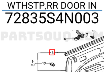 Honda 72835S4N003 WTHSTP,RR DOOR IN