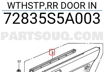 Honda 72835S5A003 WTHSTP,RR DOOR IN
