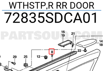 Honda 72835SDCA01 WTHSTP,R RR DOOR