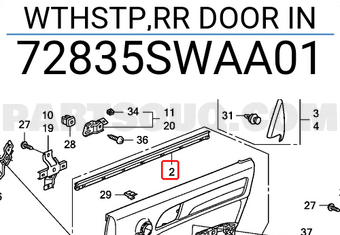 Honda 72835SWAA01 WTHSTP,RR DOOR IN