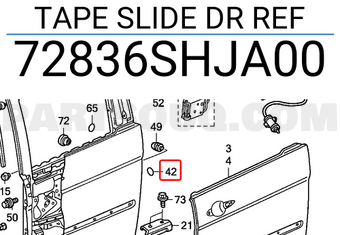Honda 72836SHJA00 TAPE SLIDE DR REF