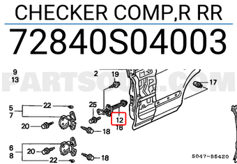 Honda 72840S04003 CHECKER COMP,R RR