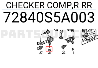 Honda 72840S5A003 CHECKER COMP,R RR